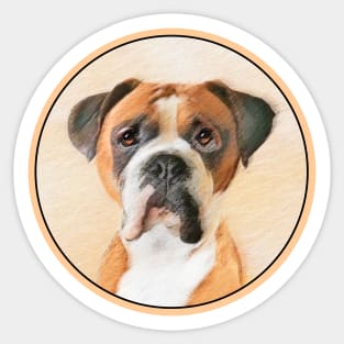 Boxer Painting - Cute Original Dog Art Sticker